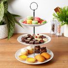 Vilde, patera porcelanowa, biała, 3-piętrowa, 34 cm