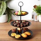 Vilde, patera porcelanowa, czarna, 3-piętrowa, 34 cm