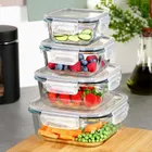 Vilde, pojemniki na żywność szklane z pokrywką i uszczelką, kwadratowe, 4 szt.