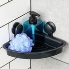 Vilde, półka pod prysznic na przyssawki, narożna, czarna, 28-22-12 cm