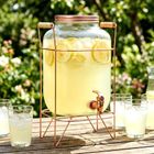 Vilde, słój do napojów z kranikiem i stojakiem, złoty, 8l