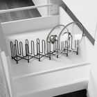 Vilde, stojak na pokrywki i talerze, rozkładany, metalowy, czarny, 8-74 cm