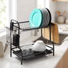 Vilde, suszarka na naczynia, metalowa, czarna, 2-poziomowa, 52-24,5-40 cm