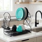 Vilde, suszarka na naczynia, metalowa, czarna, 2-poziomowa, 53-24-38,5 cm