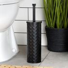 Vilde, szczotka do toalety, silikonowa, ze stojakiem metalowym, czarna, 38-10 cm