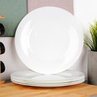 Vilde, talerze obiadowe, płytkie, szklane, białe, 25,5 cm, 6 szt.