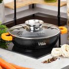 Vilde, Terruna Aroma, patelnia granitowa, ze szklaną pokrywką, głęboka, 24 cm, 2,1l