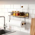 Vilde, wieszak na ręcznik papierowy, z półką, metalowy, czarny, 37-12,5-18,5 cm