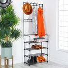 Vilde, wieszak na ubrania z regałem na buty, metalowy, czarny, 57-28-156 cm