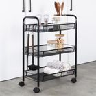 Vilde, wózek do przechowywania, metalowy czarny, 3-poziomowy