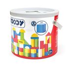 Woodyland, drewniane klocki w wiaderku z pokrywką do sortowania kształtów, 50 elementów