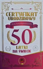 Yeku, karnet, Certyfikat Urodzinowy, 50 urodziny damskie