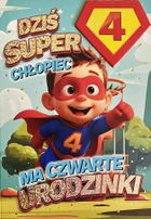 YEKU, karnet, Urodziny 4 chłopiec, Superbohater