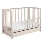 Yoonco, Timio, łóżeczko dziecięce z szufladą i barierką, beż, 120-60 cm