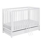 Yoonco, Timio, łóżeczko dziecięce z szufladą i barierką, białe, 120-60 cm