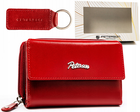 Zestaw: Portfel, Brelok, czerwony, skórzany, RFID, Peterson