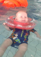 Baby Swimmer, dmuchany kołnierz do pływania z grzechotką, okrągły, 6-36 kg