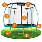 Neo-Sport, trampolina ogrodowa z siatką, profilowanymi słupkami i drabinką, 312 cm