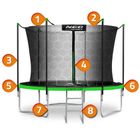 Neo-Sport, trampolina ogrodowa z siatką wewnętrzną i drabinką, 8ft/252 cm
