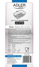 Adler, tacka do frytkownicy beztłuszczowej, silikonowa, prostokątna, 19,8-13,1 cm