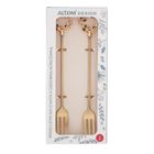 Altom Design, komplet 2 widelczyków do ciasta z ozdobną końcówką, Świąteczny Wianek, złoty