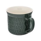 Altom Design, kubek duży prosty z wywiniętym rantem i tłoczeniem nbc, 640 ml, choinki zielone