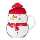 Altom Design, kubek zimowy nbc, 380 ml, z silikonową czapeczką, bałwanek, w opasce