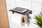 Altom Design, wieszak na papier toaletowy z podstawką pod telefon, metalowy, czarny, 18-10-7,5 cm
