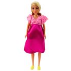 Anlily, lalka w ciąży w różowej sukience z długimi włosami