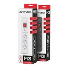 Armac Multi M3, Listwa zasilająca, przeciwprzepięciowa, 3 gniazda, przewód 1,5m, czarna