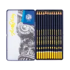 Artea, zestaw ołówków do szkicowania w metalowym pudełku, 12 kolorów