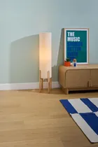 Atmosphera, Rafa, lampa podłogowa tekstylny klosz, drewniane nogi, średnica 24-107 cm