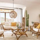 Atmosphera, stolik boczny do kanapy, Farah, rattanowy, szklany blat, Ø 60 cm