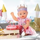 Baby Born, zestaw urodzinowy, sukienka, buciki, korona, tort