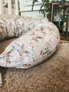 BabyMatex, poduszka do spania i karmienia z tkaniny bawełnianej, moon, kwiatki