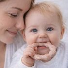 BabyOno, gryzak silikonowy, ring, beżowy