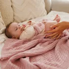 BabyOno, kocyk dzianinowy, bawełniany, różowy