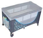 BabyOno, łóżeczko turystyczne z pełnym wyposażeniem, szaro-niebieskie, 120-60 cm