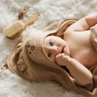 BabyOno, okrycie kąpielowe bambusowe z kapturkiem, ciemny beż, 100-100 cm