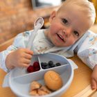 BabyOno, silikonowy talerzyk z przyssawką i przykrywką, niebieski