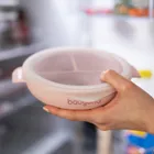 BabyOno, silikonowy talerzyk z przyssawką i przykrywką, różowy