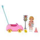 Barbie, mini auto, zestaw z mini lalką z akcesoriami
