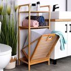 Bathroom Solutions, regał łazienkowy z koszem na pranie, bambusowy