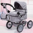 Bayer Design, Trendy, głęboki wózek dla lalek z torbą, szary z koroną