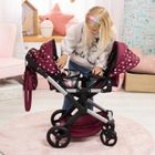 Bayer Design, Xeo Twin, bliźniaczy wózek dla lalek z torbą, bordo