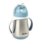 Beaba, butelka kubek niekapek, stalowa, ze słomką, windy blue, 250 ml