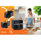 Berdsen, frytkownica beztłuszczowa, air fryer, dwukomorowy, 1700W, czarny, 10,2l, BD-657