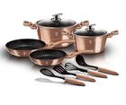 Berlinger Haus, Rose Gold, zestaw: garnki granitowe z pokrywą + patelnie + akcesoria, 10 elementów