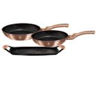 Berlinger Haus, Rose Gold, zestaw patelni, taca grillowa