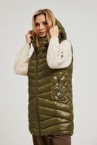 Bezrękawnik damski z kapturem, khaki, Moodo